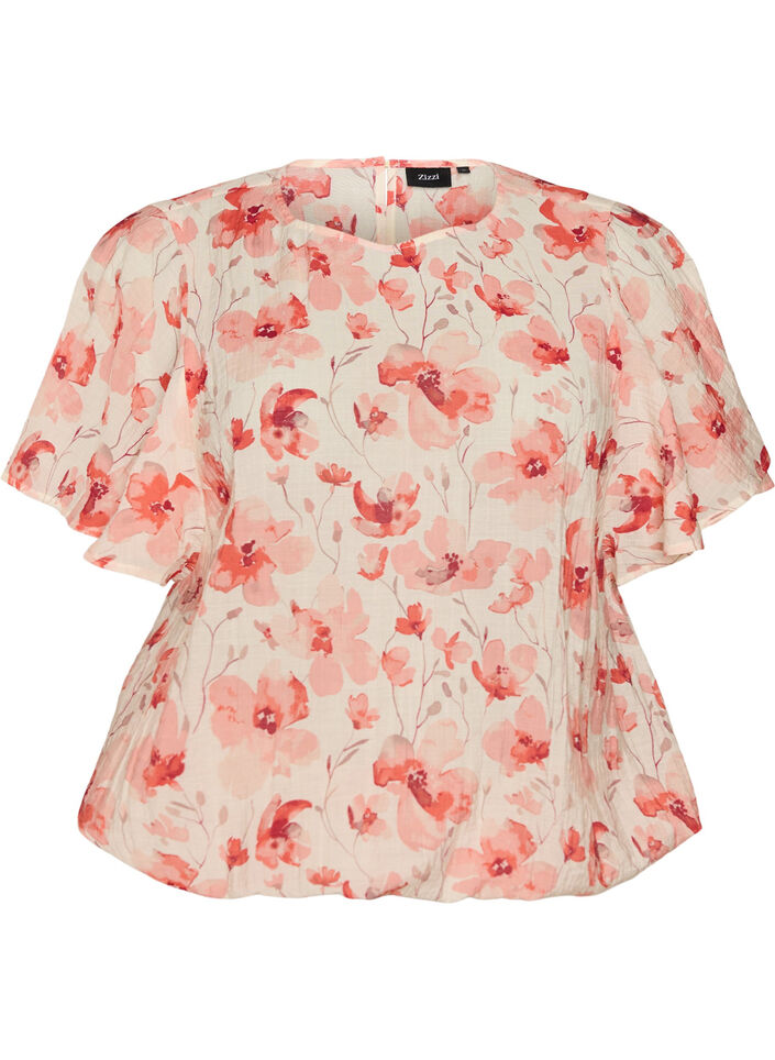 Bluse med ballongform og flaggermus ermer, Orange, Packshot image number 0