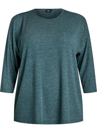 FLASH – Jersey bluse med 3/4 ermer, Grønn FLASH – Jersey bluse med 3/4 ermer