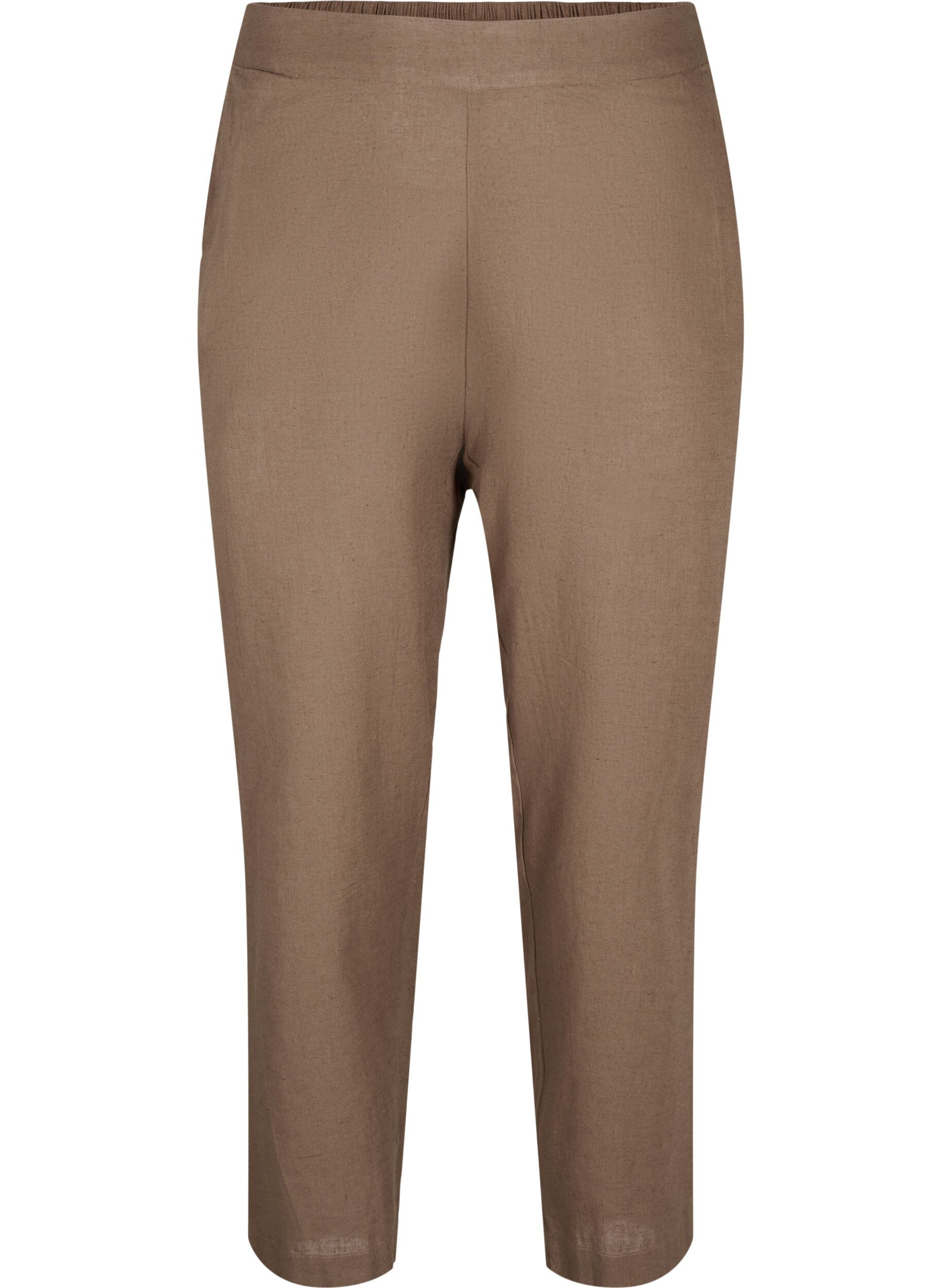 Zizzi Ledig bukse i lin- og bomullsblanding, Cub, Packshot image number 0