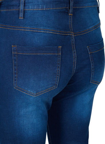 Slim fit Emily jeans med normal høyde i livet, Blue denim, Packshot image number 3