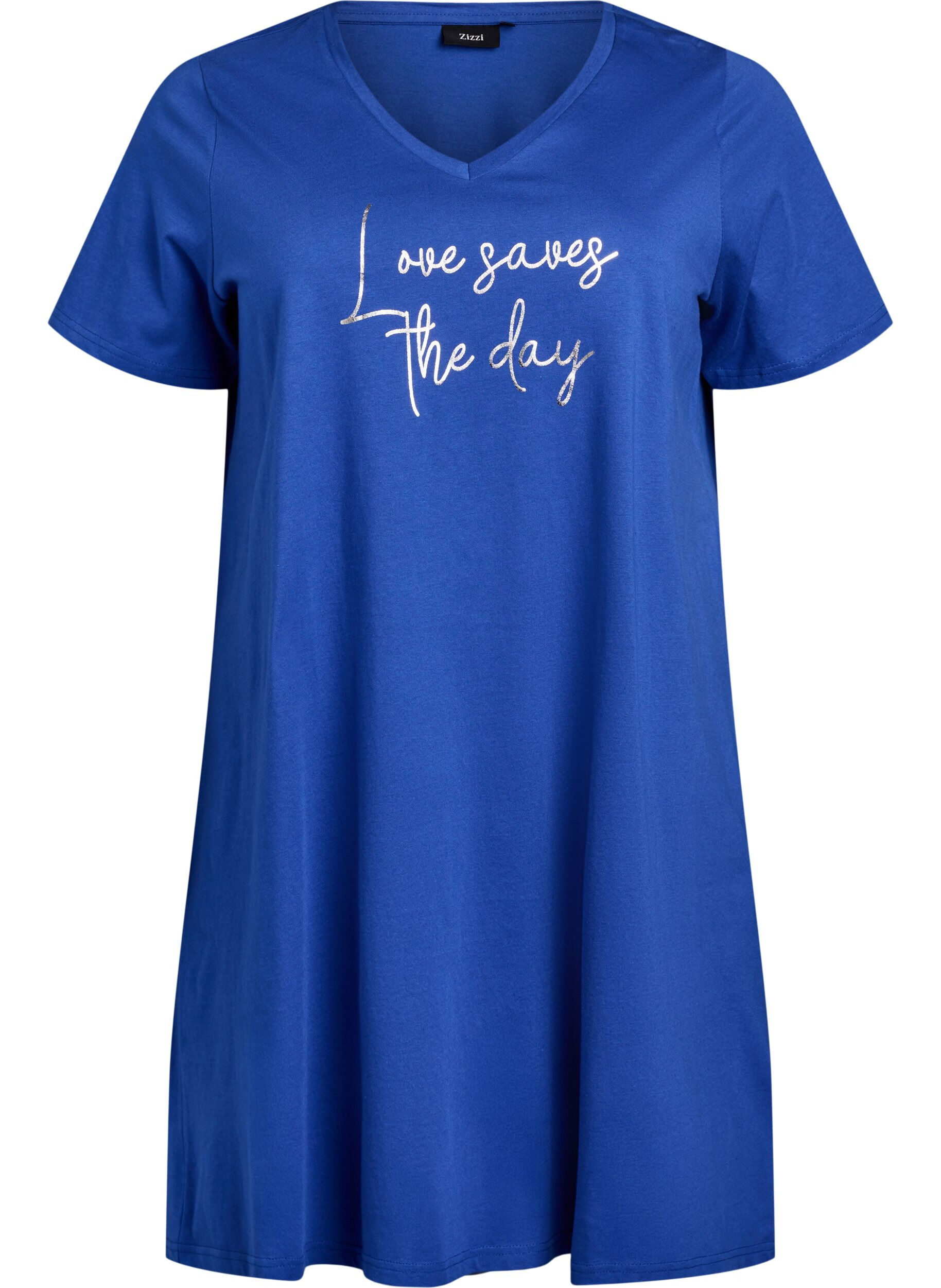 Nattkjole i &oslash;kologisk bomull med V-hals