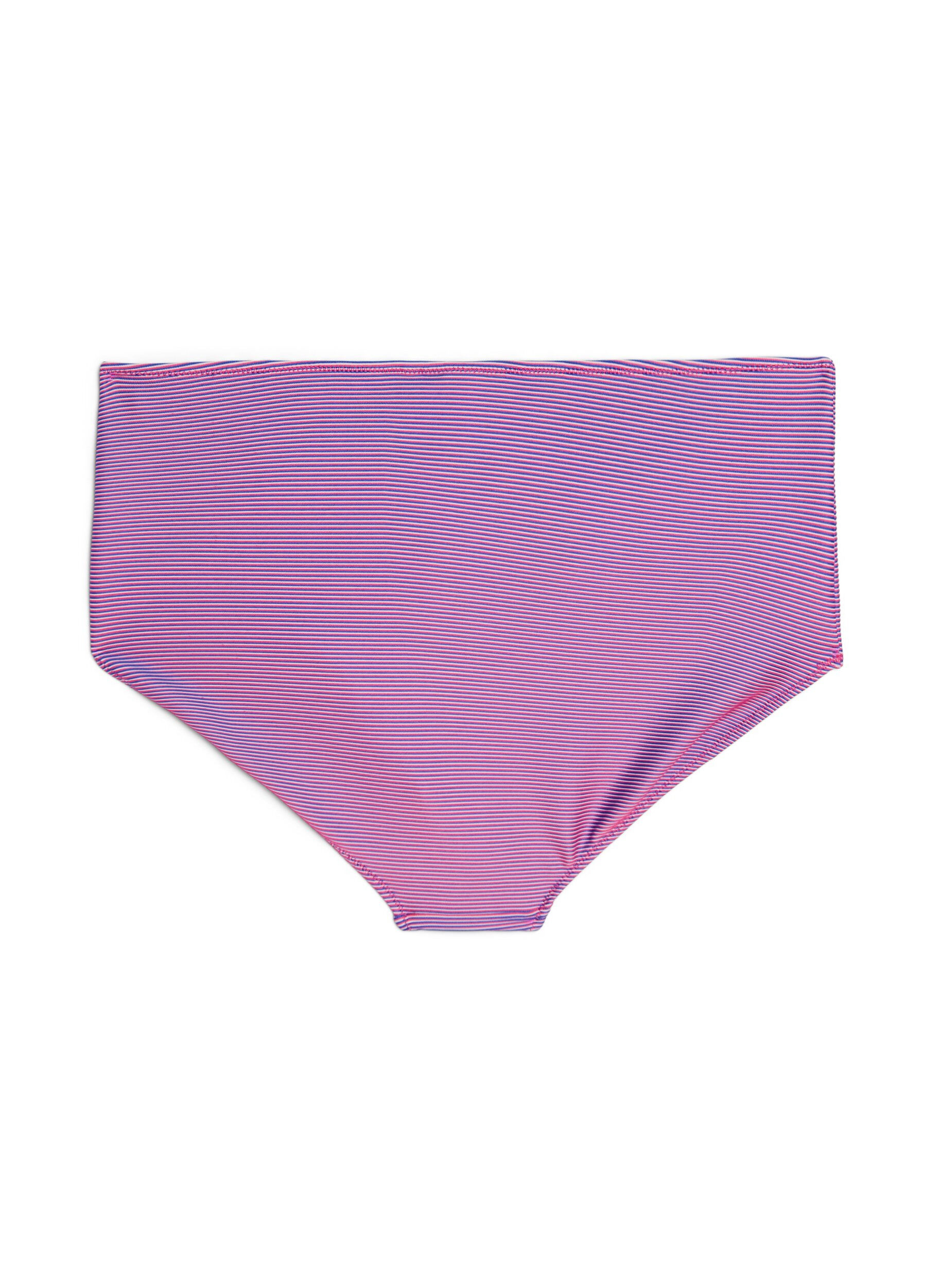 Zizzi Bikinitruse med h&oslash;y midje og stripet tekstur, Rosa, Packshot image number 1