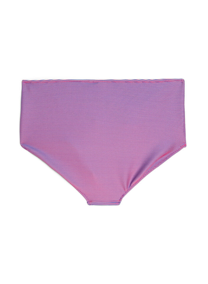 Bikinitruse med h&oslash;y midje og stripet tekstur, Rosa, Packshot image number 1