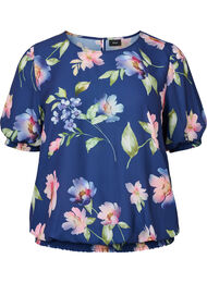 Blomstret bluse med vaffelsøm, Blueprint Flower AOP