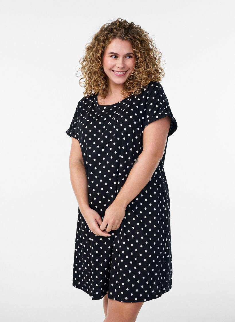 2-pakk T-skjortekjole med korte ermer, Svart, Model image number 0