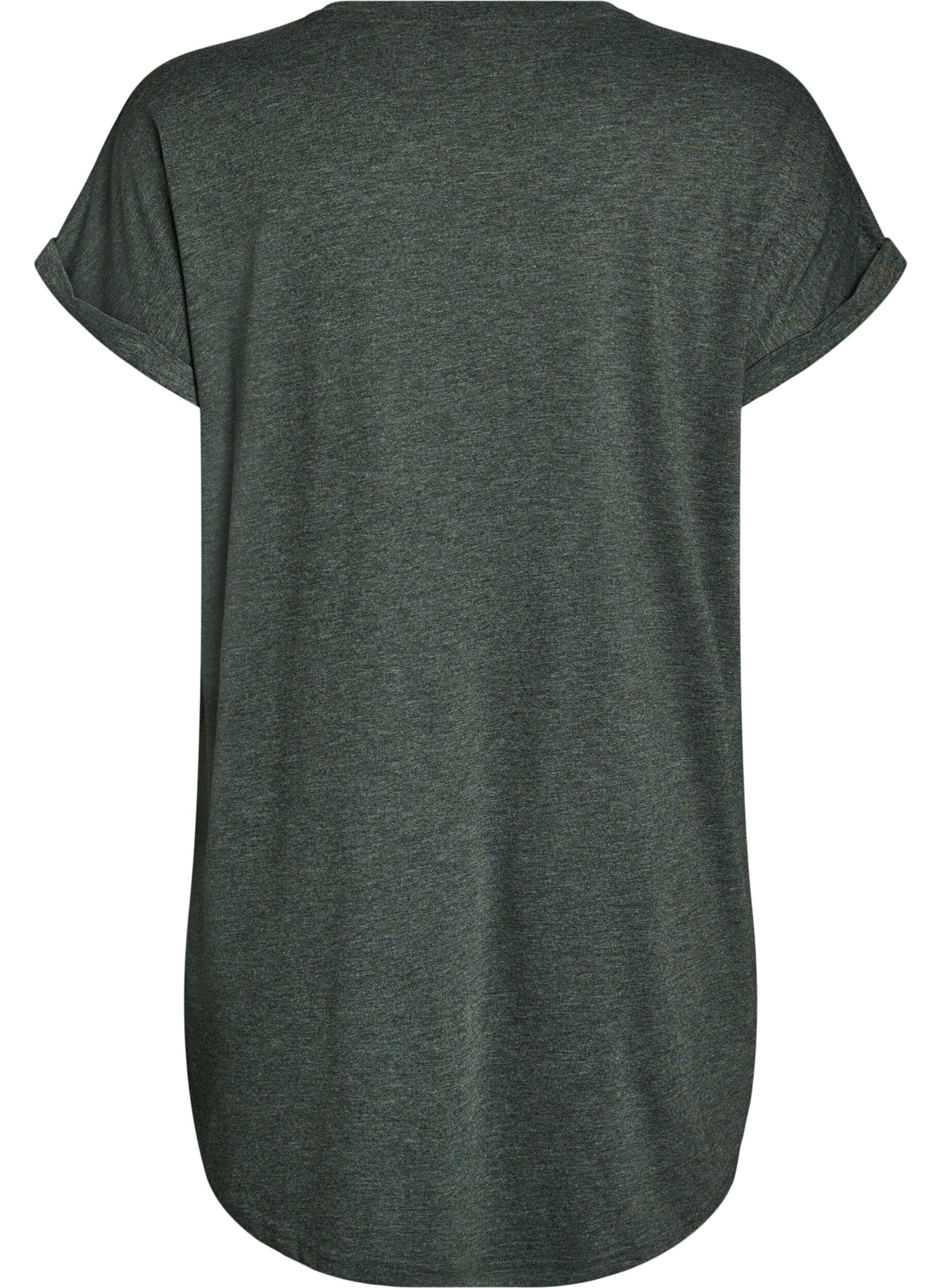 Zizzi Kortermet nattkjole med teksttrykk, Gr&oslash;nn, Packshot image number 1