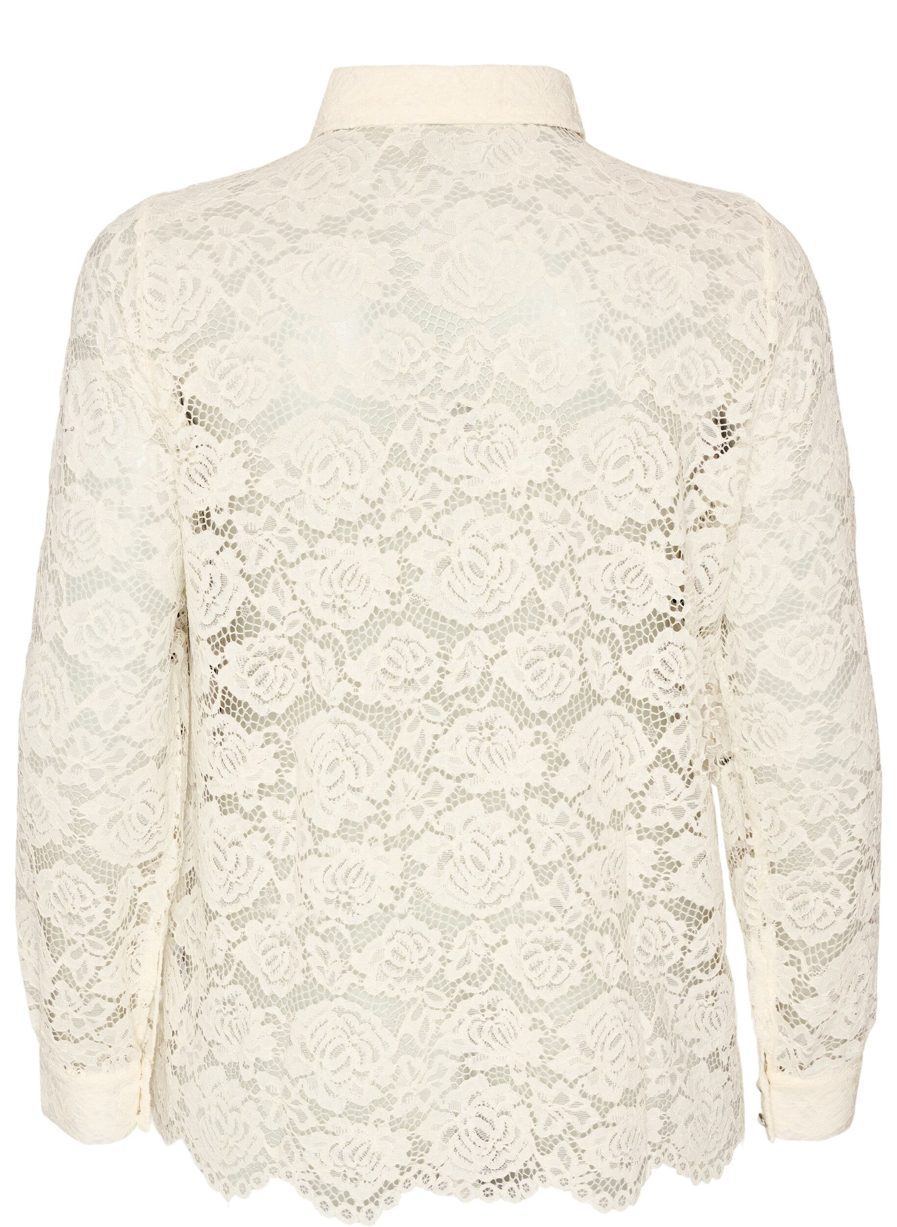 ZizziSkjorte i blonder med perleknapper, Vanilje, Packshot image number 1