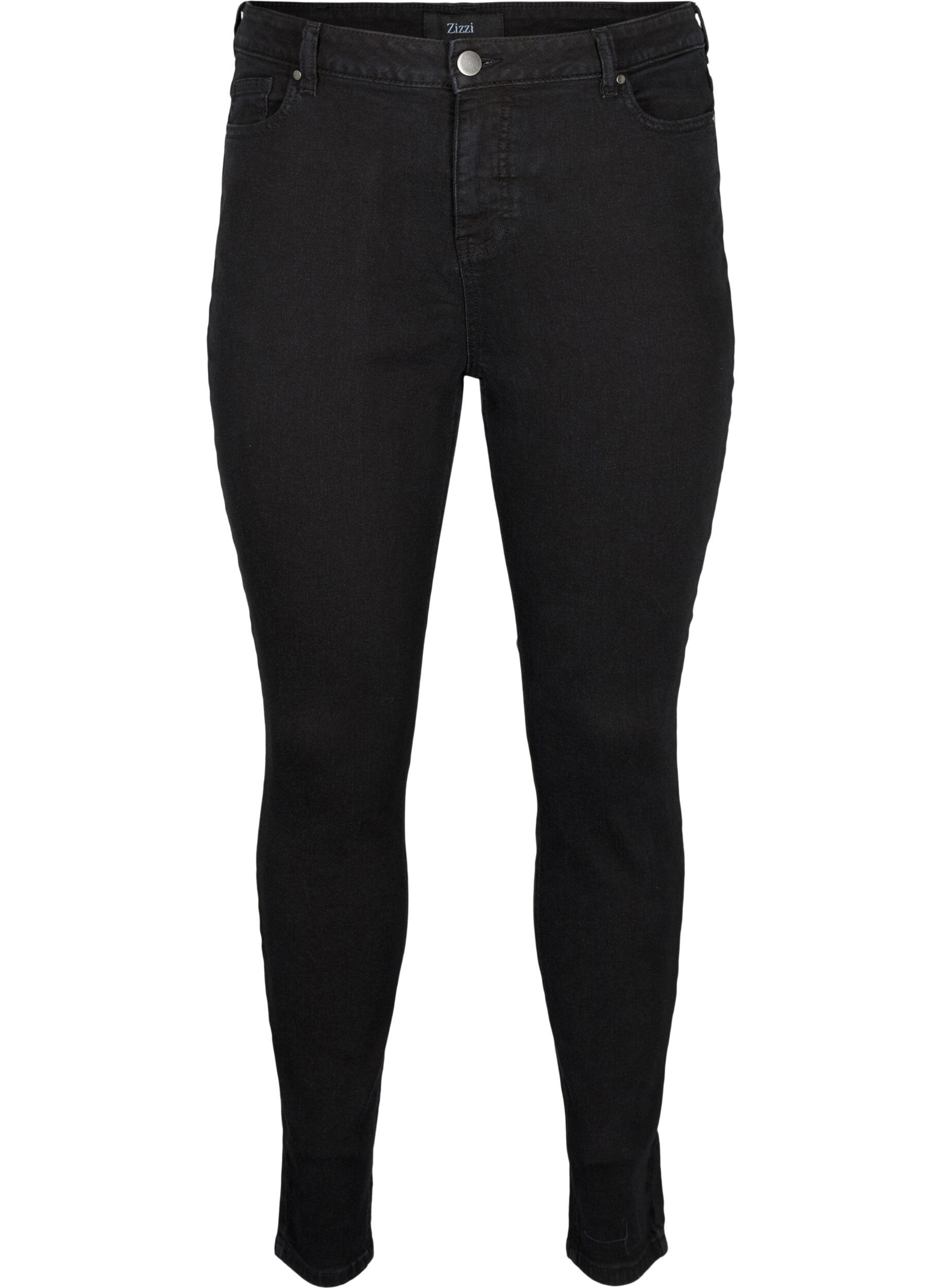 Zizzi Amy jeans med h&oslash;yt liv og super slim fit passform, Black, Packshot image number 0