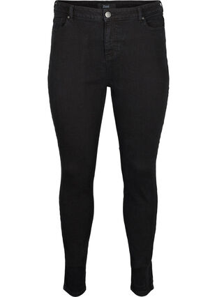 Superslanke Amy-jeans med rå detaljer og høy midje, Black, Packshot image number 0