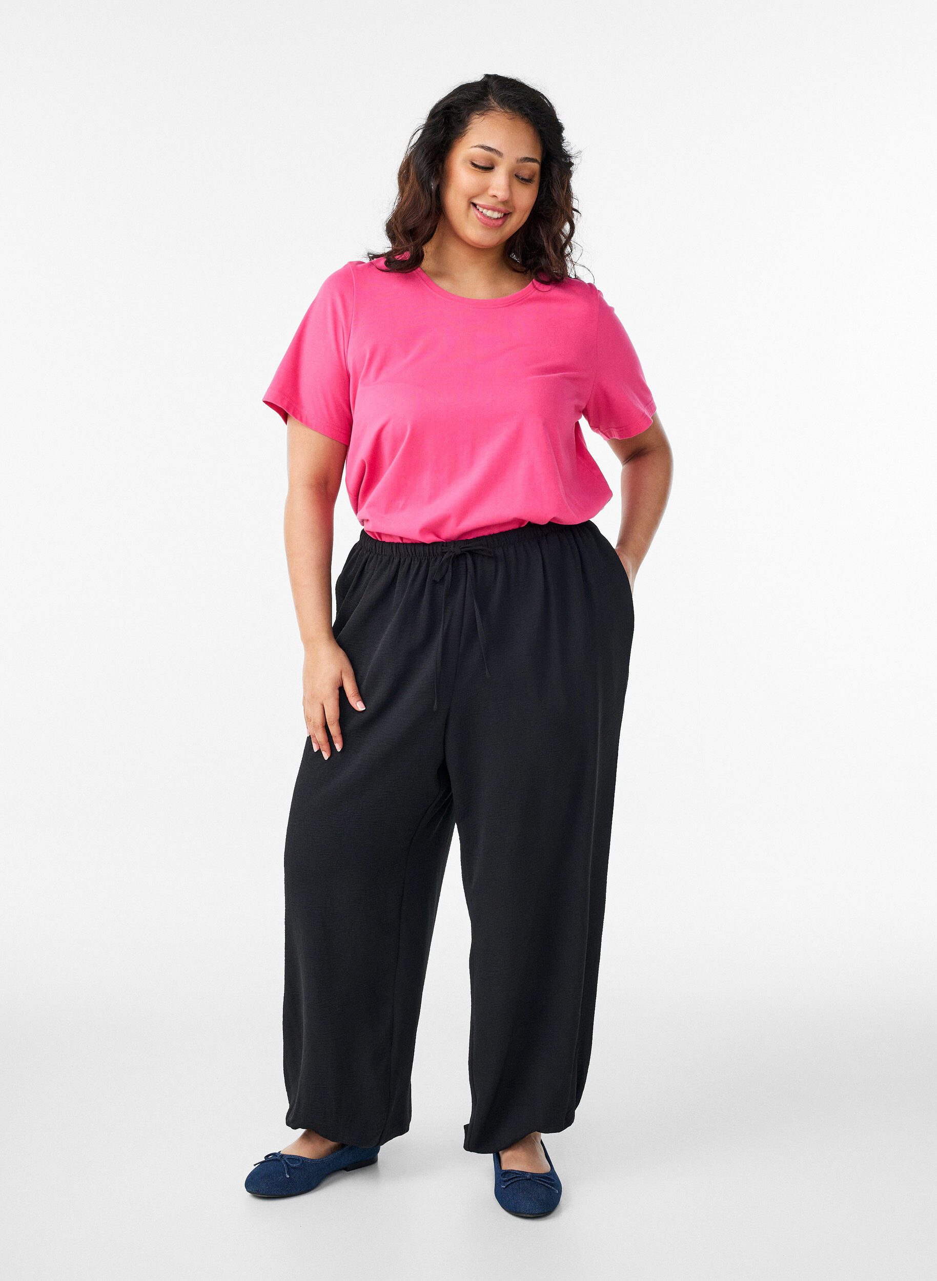 Zizzi T-skjorte med trykk, Rosa, Model image number 1