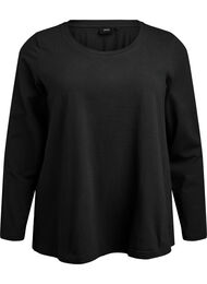 Basis jersey bluse med lange ermer, Svart