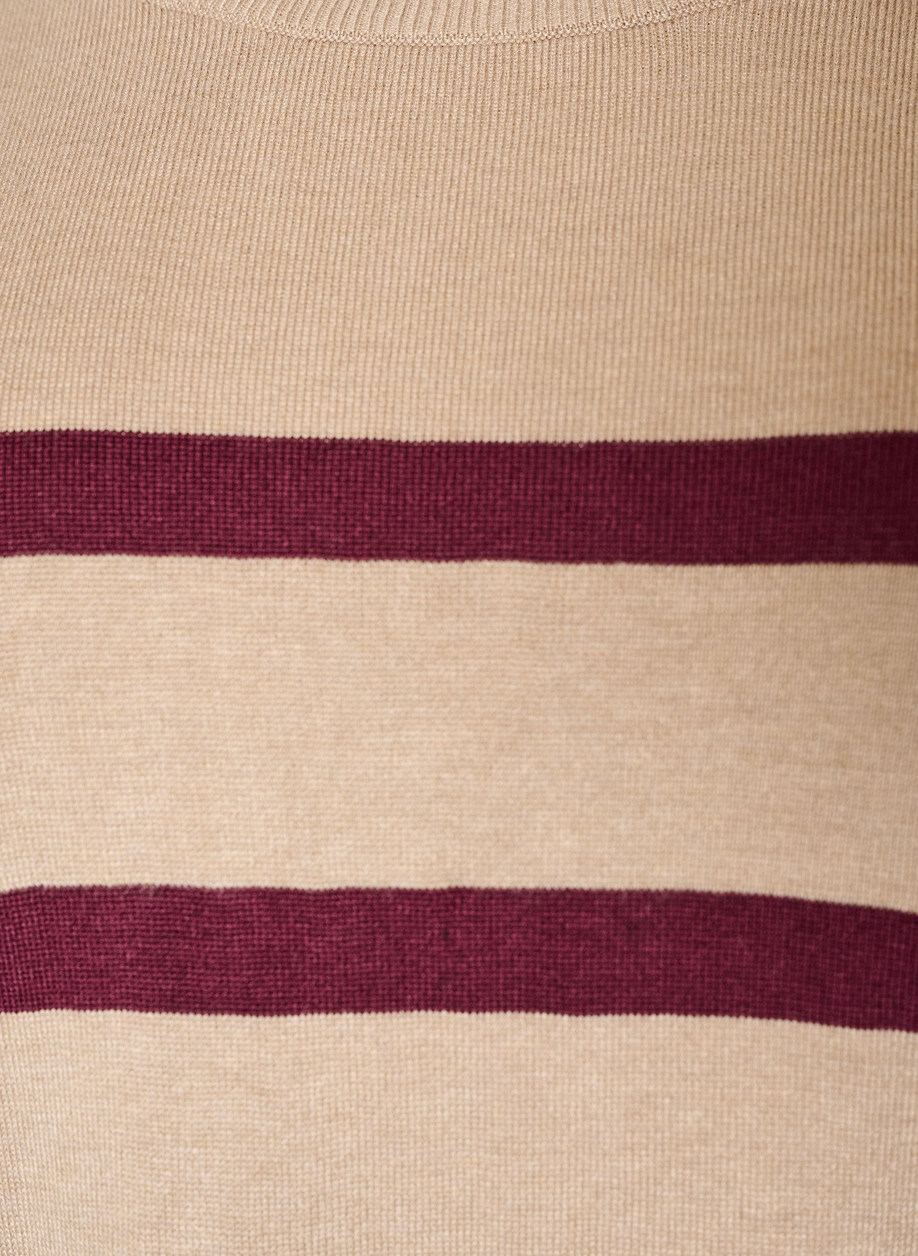 ZizziStripete strikketopp med korte ermer, Beige, Packshot image number 2