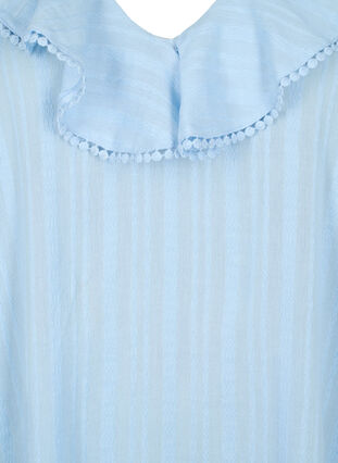 Bluse med 3/4-ermer og blonder, Chambray Blue, Packshot image number 2