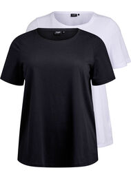 FLASH - 2-pakk t-skjorter med crewneck, Black/White