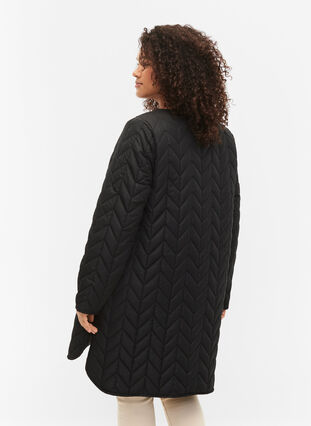 Quiltet jakke med knapper, Black, Model image number 1