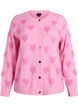 Cardigan med hjerter og gyldne knapper, Rosa, Packshot image number 0