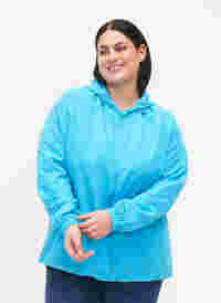 Kort jakke med hette og justerbar bunn, River Blue, Model