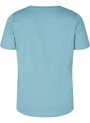 T-skjorte med trykk i organisk bomull, Blue Heaven Melange, Packshot image number 1