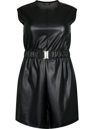 Kort kjole i stil med skinn, Black, Packshot image number 0