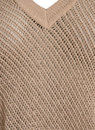 Zizzi FLASH - Kortermet strikket bluse med v-hals, Beige, Packshot image number 2