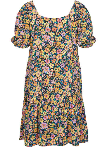Blomstrete midikjole i viskose , Multi Flower AOP, Packshot image number 1