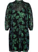 Blomstrete kjole i viskose med lurex struktur, Black w. Green Lurex, Packshot image number 0