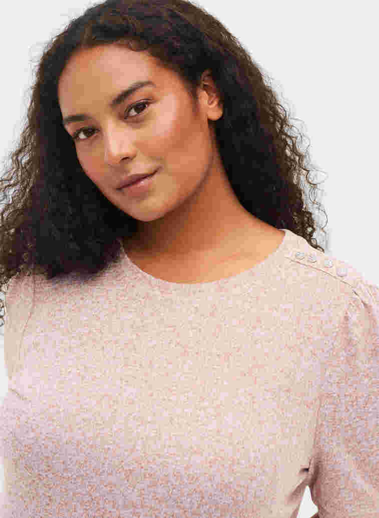 Bluse med korte puffermer, Dusty Rose Mel., Model image number 2