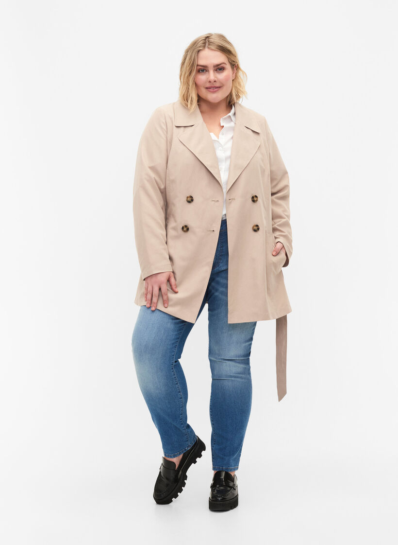 Trenchcoat med belte og lommer, Nomad, Model image number 2