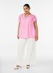 Bluse i viskose og lin med volangermer, Rosa, Model image number 1