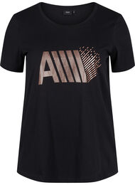 T-skjorte til trening med trykk, Black w. RoseGoldF.