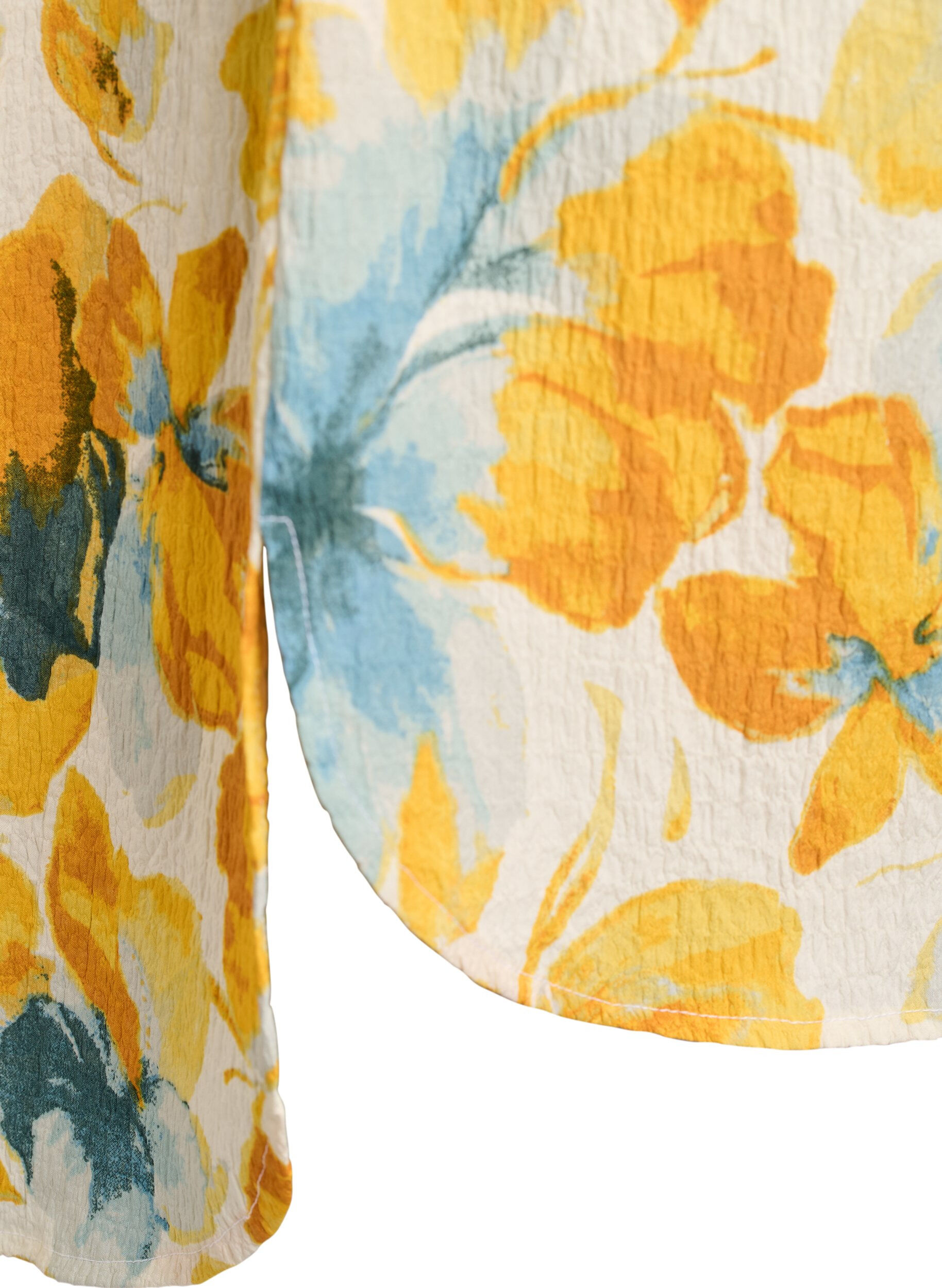 ZizziKort kjole med kr&oslash;llete tekstur og korte ermer, Gul, Packshot image number 3