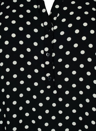 Bluse med korte ermer og V-hals, Black w. Dots, Packshot image number 2