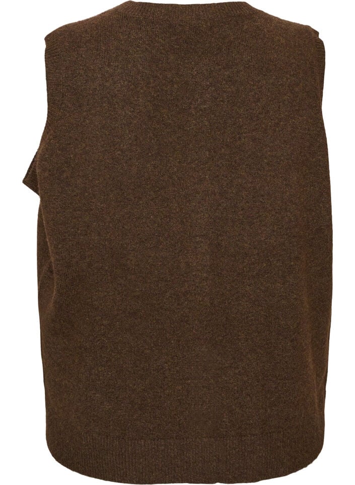 Strikket vest med dekorative knapper, Brun, Packshot image number 1