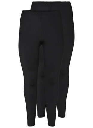 Zizzi 2-pack basis leggings, Svart, Packshot image number 0