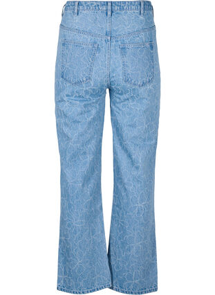 Zizzi Gemma jeans med høy midje og blomstertrykk, Blå, Packshot image number 1