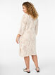 Strikket kjole med åpent mønster og 3/4 ermer, Beige, Model image number 1
