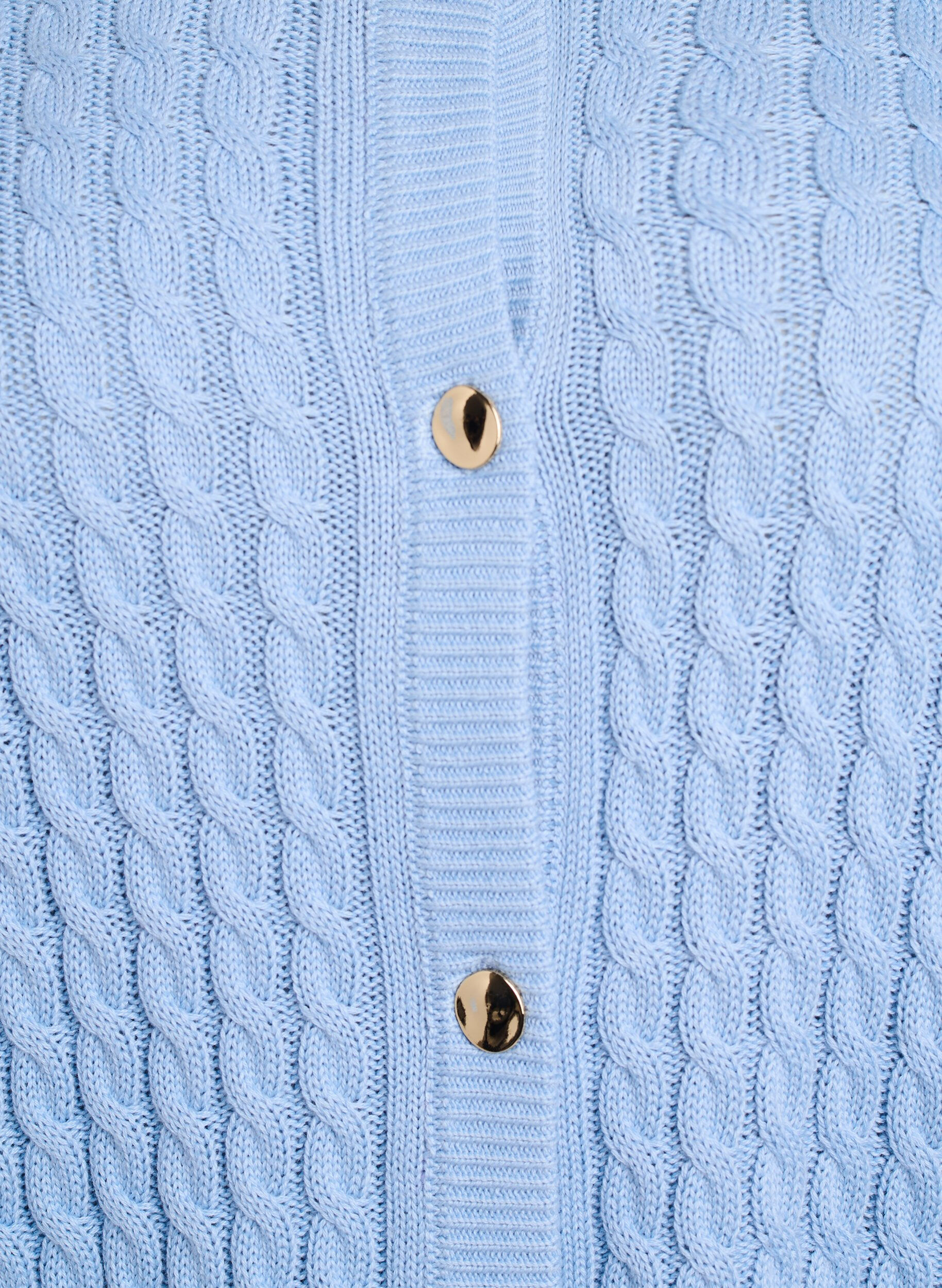 ZizziFlettestrikket cardigan med gullfargede knapper, Bl&aring;, Packshot image number 2