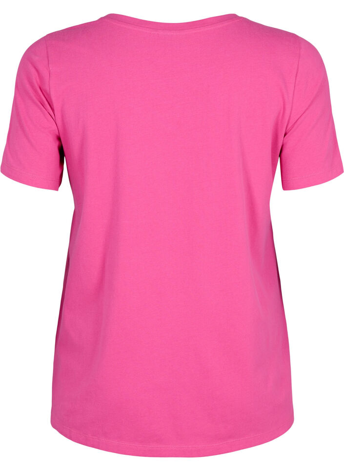Ensfarget basis T-skjorte i bomull, Rosa, Packshot image number 1