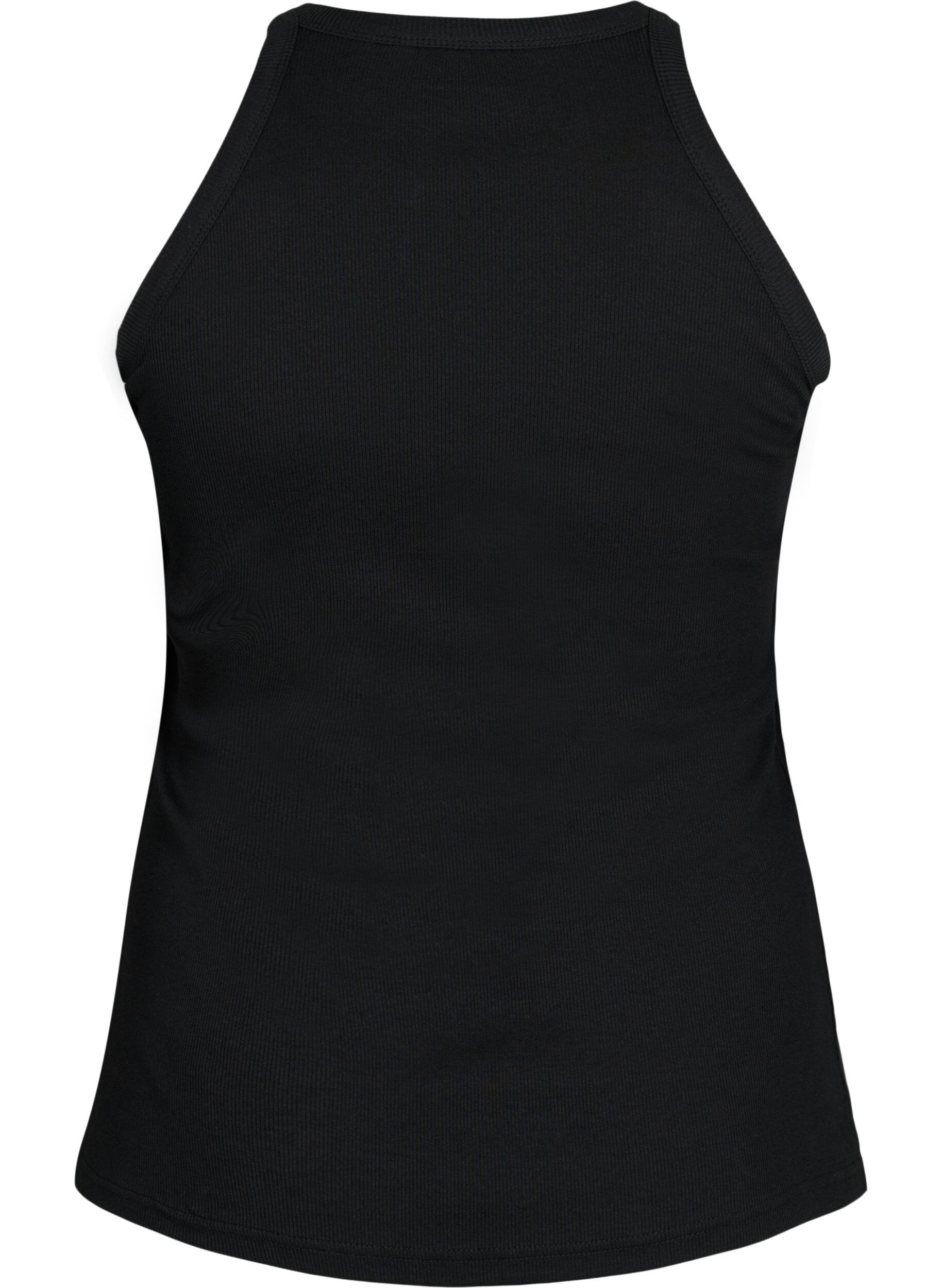 Zizzi Ribbet tanktopp i bomull, Black, Packshot image number 1