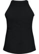 Ribbet tanktopp i bomull, Black, Packshot image number 1