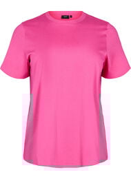 Basic T-skjorte i bomull med rund hals, Rosa