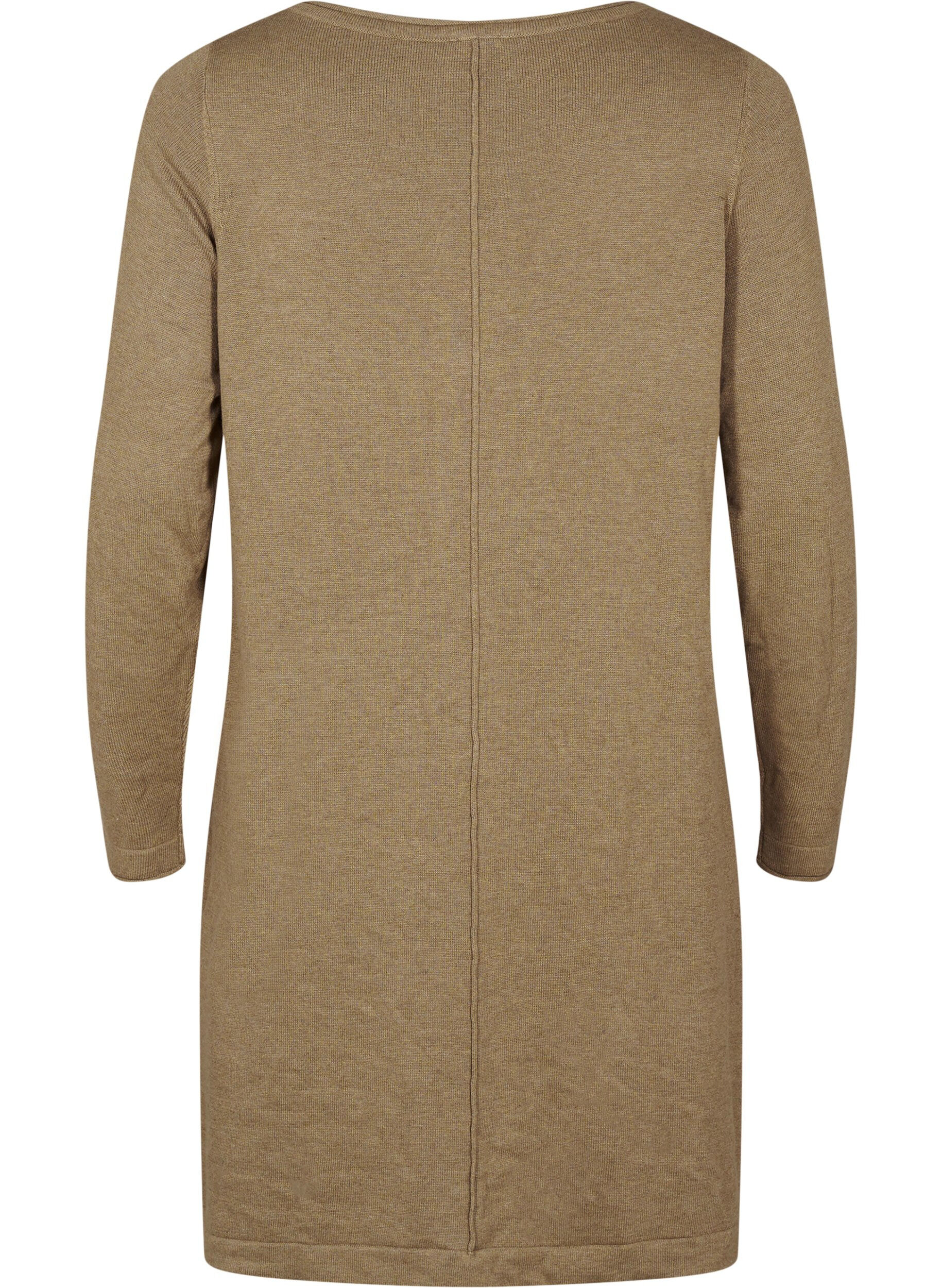 Zizzi Strikket kjole i bomull og viskoseblanding, Gr&oslash;nn, Packshot image number 1