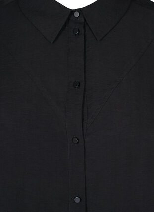 Lang ensfarget skjorte i en viskosemiks, Black, Packshot image number 2