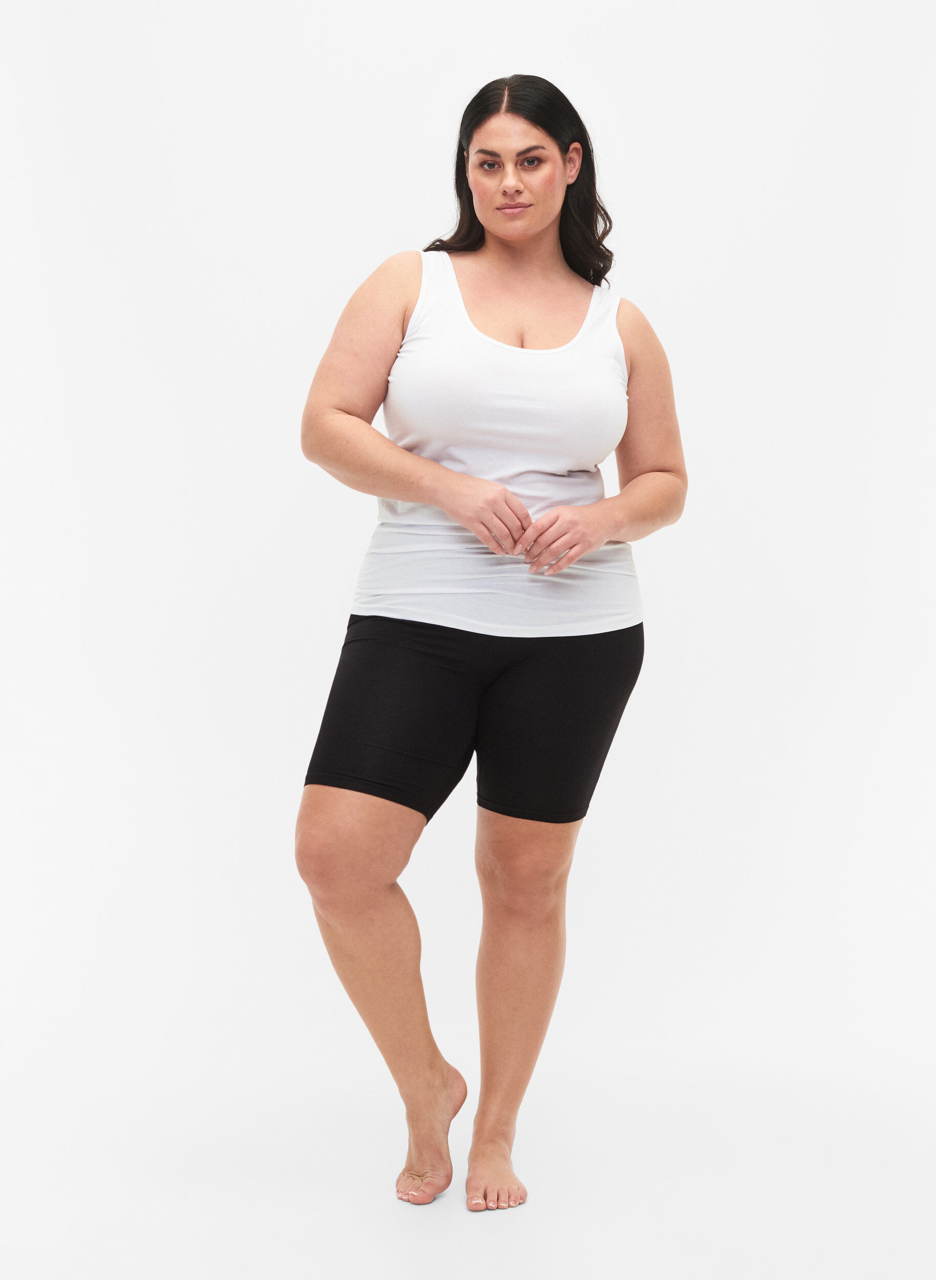 Zizzi Sykkelshorts i viskose, 2 stk., Svart, Model image number 1