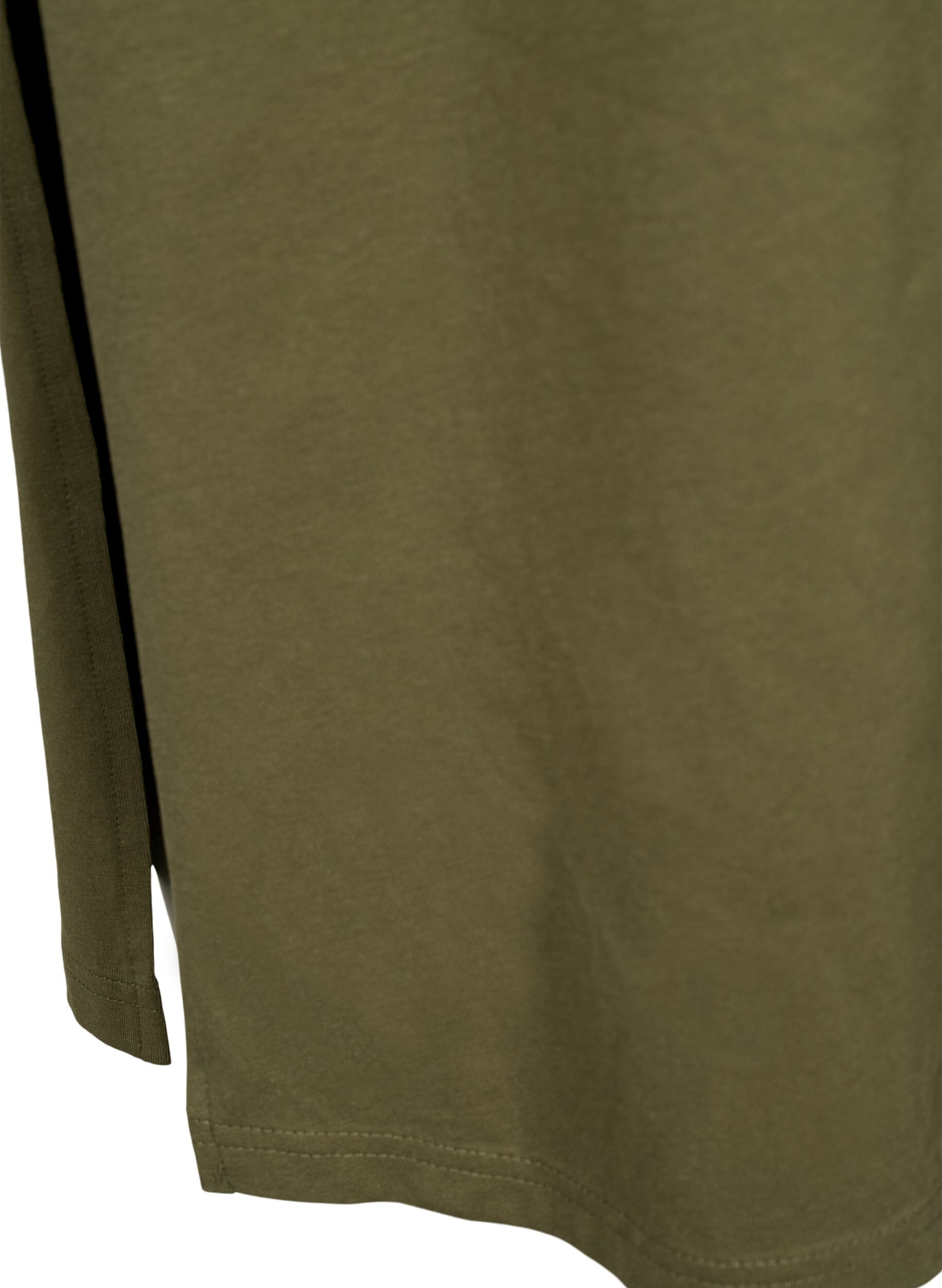 Zizzi Kortermet kjole i bomull med splitt, Ivy Green, Packshot image number 3