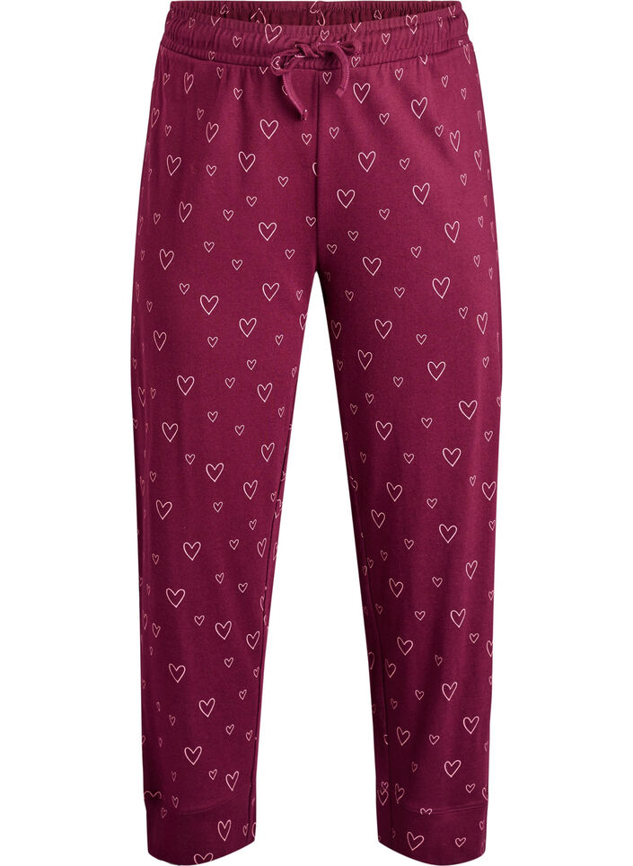 Bomullspyjamasbukser med h&oslash;y midje, R&oslash;d, Packshot image number 0