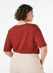 Ribbestrikket jerseybluse med korte ermer, R&oslash;d, Model image number 2