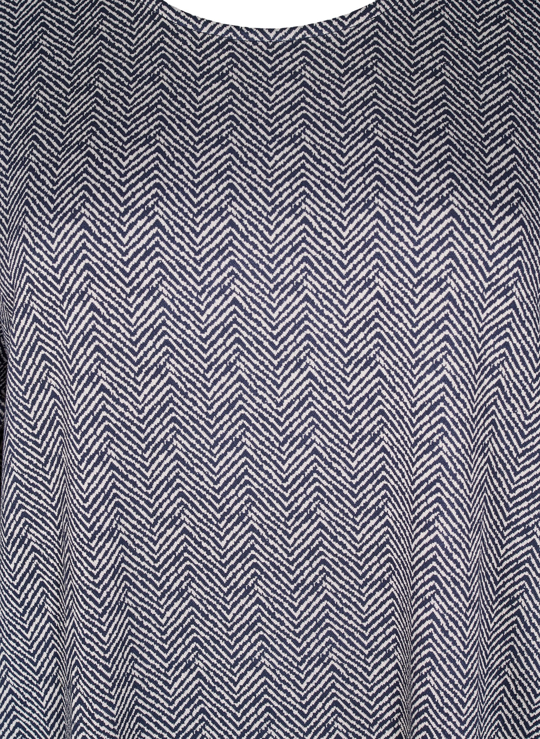 Zizzi M&oslash;nstret kjole med 3/4-ermer, Bl&aring;, Packshot image number 2