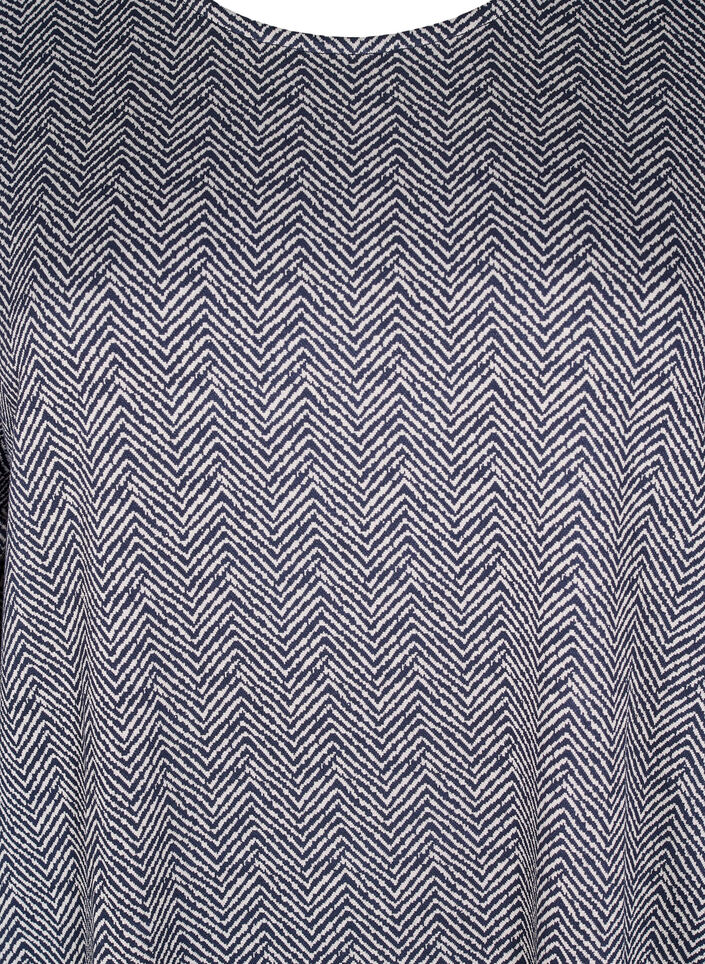 Mønstret kjole med 3/4-ermer, Blå, Packshot image number 2