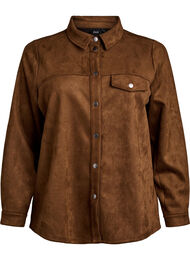 Imitert semsket skjorte, Brown Fake Suede 